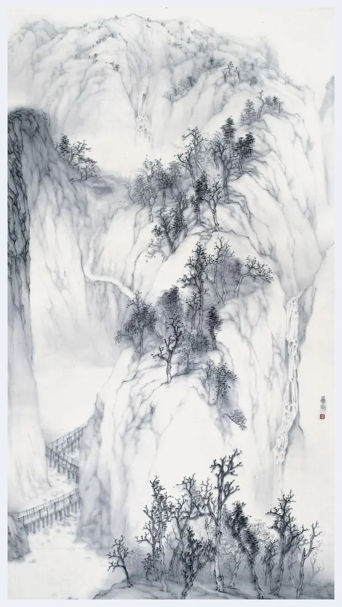 许华新·山色清幽 180x96cm 纸本水墨