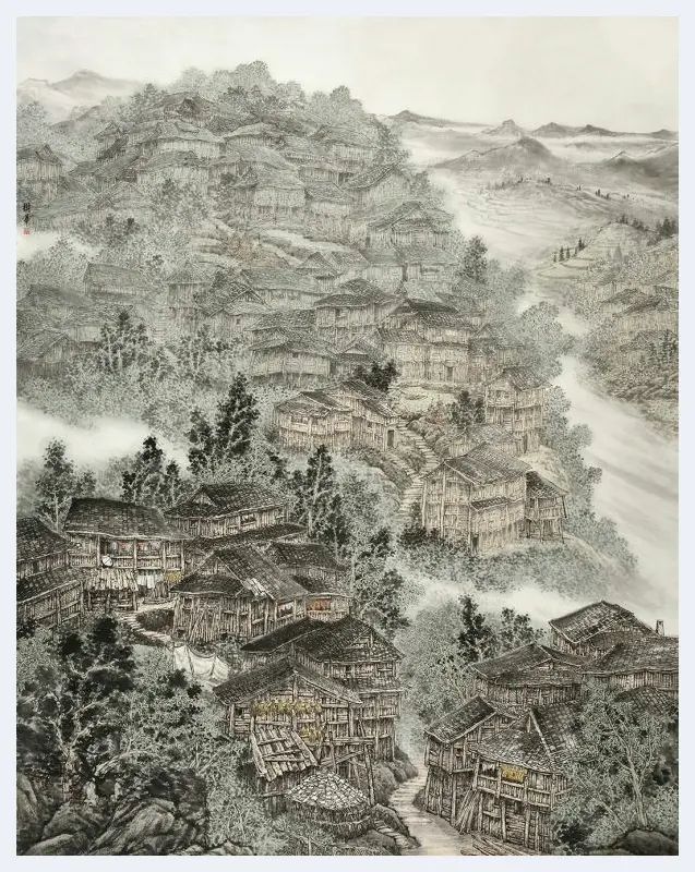 方树华·《苗寨春晓》